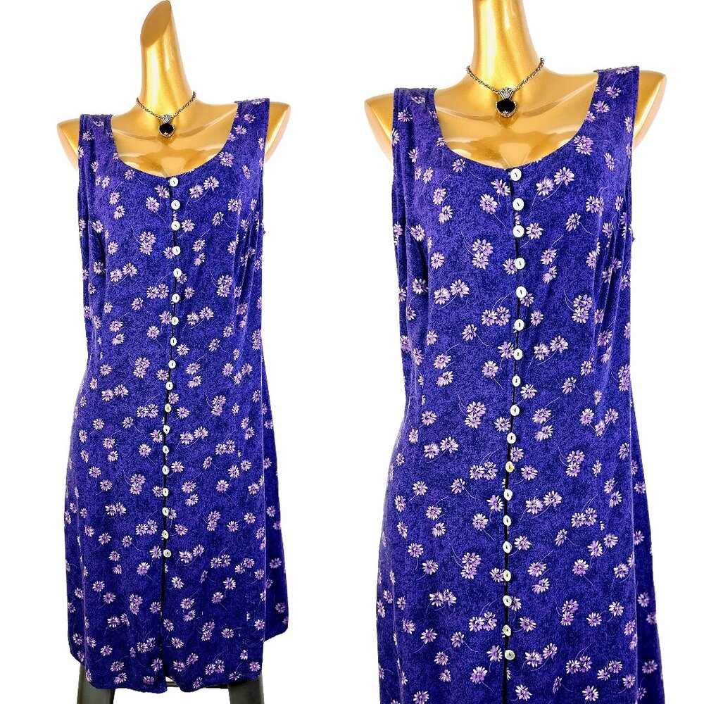 Vintage 90s grunge dress dark floral print prairie mini sundress